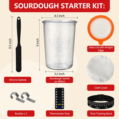 TKVAZK thickened glass starter jar for durable daily use