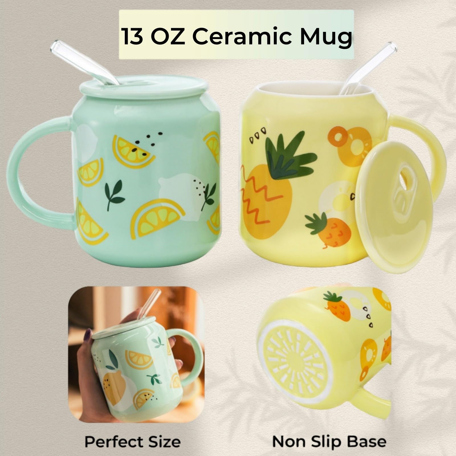 Tlence ceramic mug with handle for a comfortable grip during tea time.