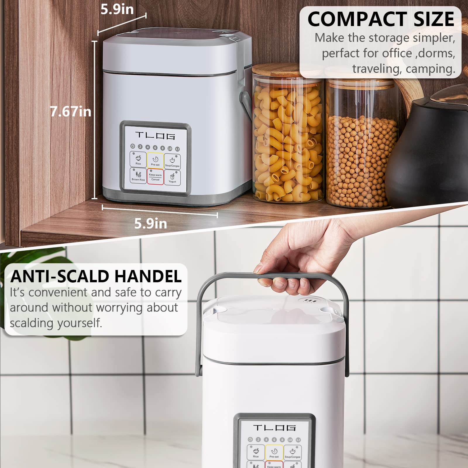 TLOG Mini Rice Cooker with nano-ceramic inner pot for healthier non-stick cooking