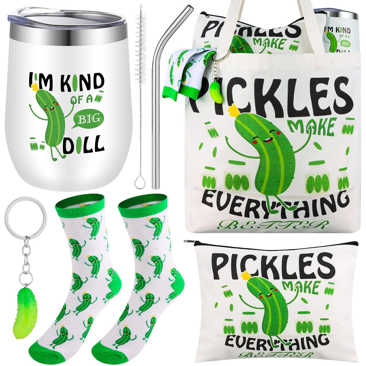 TLY Pickle Tumbler with lid and straw for on-the-go sipping.