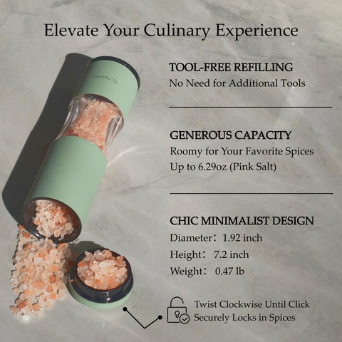 Ergonomic grip on TLYSXPRO grinders for comfortable, effortless seasoning.