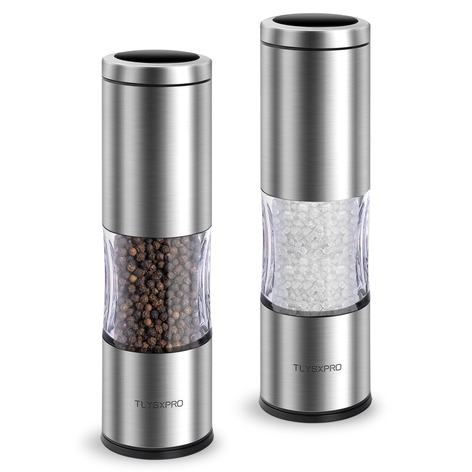 TLYSXPRO salt and pepper set with adjustable coarseness for personalized seasoning.