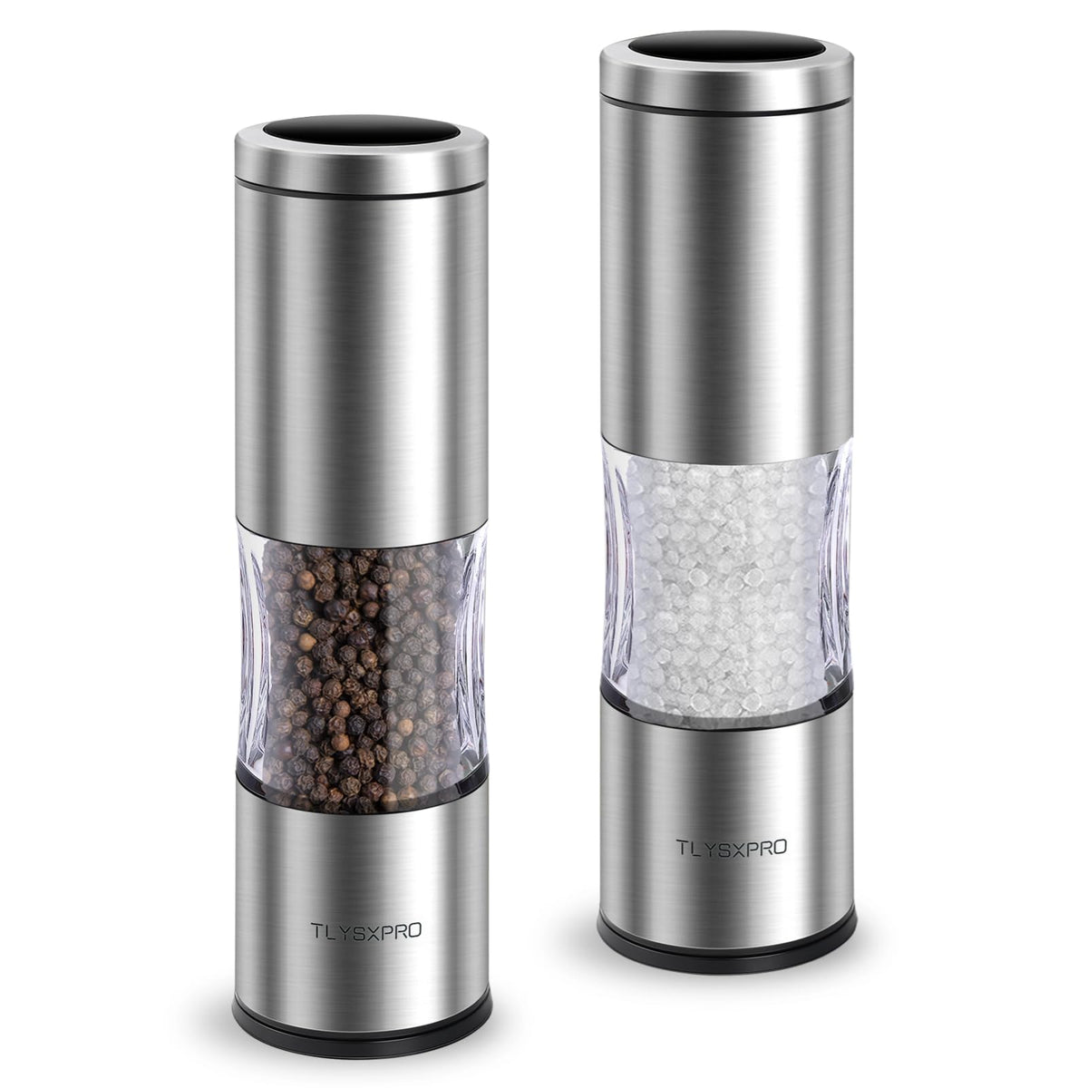 TLYSXPRO salt and pepper set with adjustable coarseness for personalized seasoning.