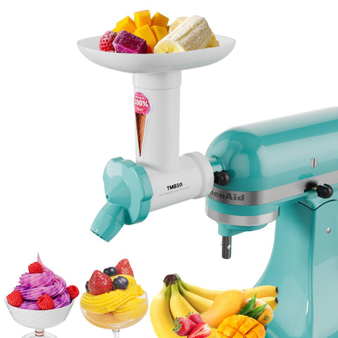 Tmbeg dairy-free ice cream maker attachment on KitchenAid mixer for creamy fruit desserts