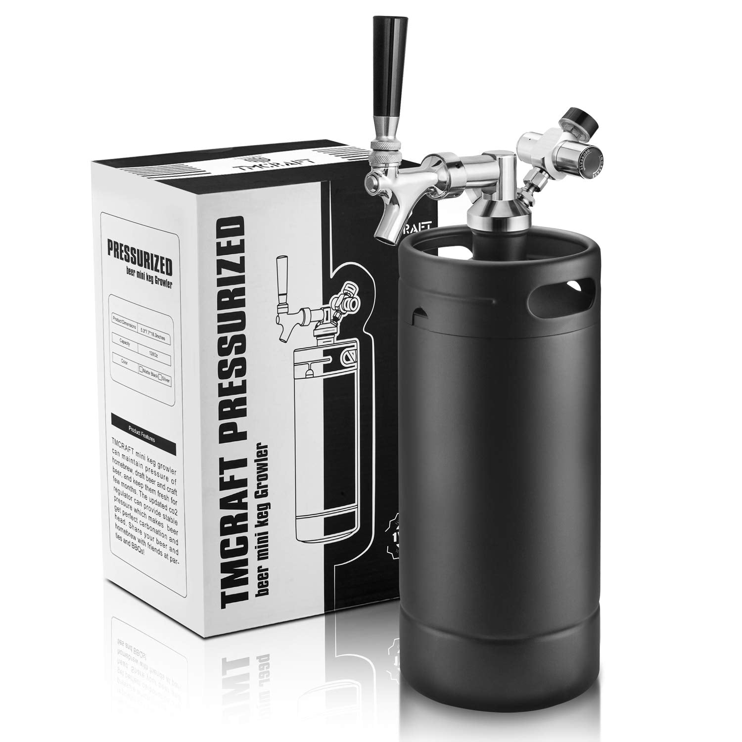 TMCRAFT 128oz Growler Tap System displaying portable beer dispensing at home, easy to store.