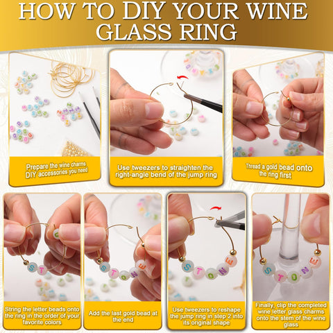 TMKEFFC 60 metal rings secure beads on standard wine glasses.