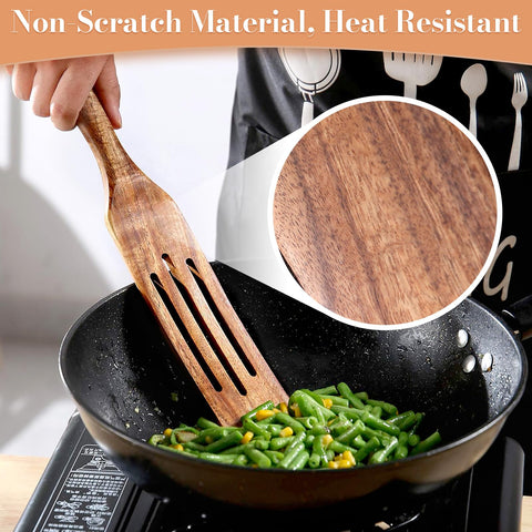 Heat resistant teak utensils for everyday cooking