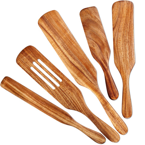 Tmkit teak spurtle set for versatile kitchen stirring
