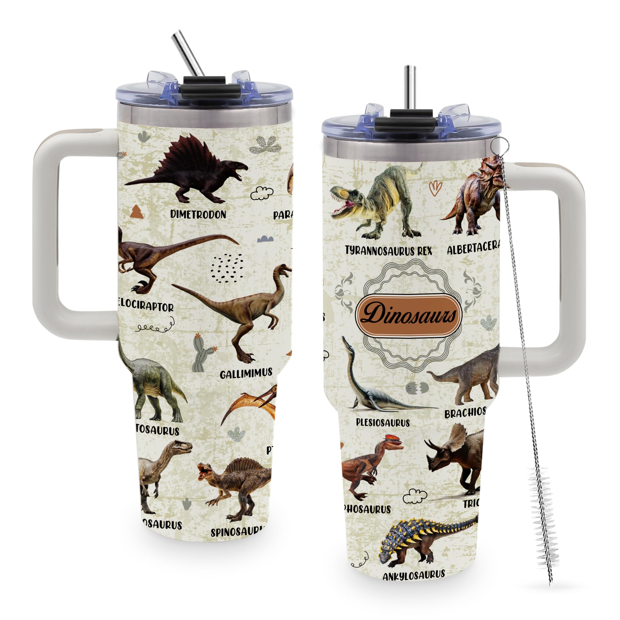 TNASURHUS dinosaur pattern design travel mug with 40oz capacity for on-the-go hydration