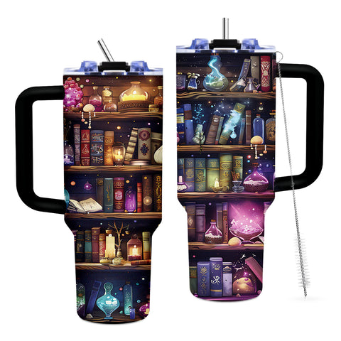 TNASURHUS Book Lover Tumbler 40oz with handle and straw for all-day hot or cold beverages