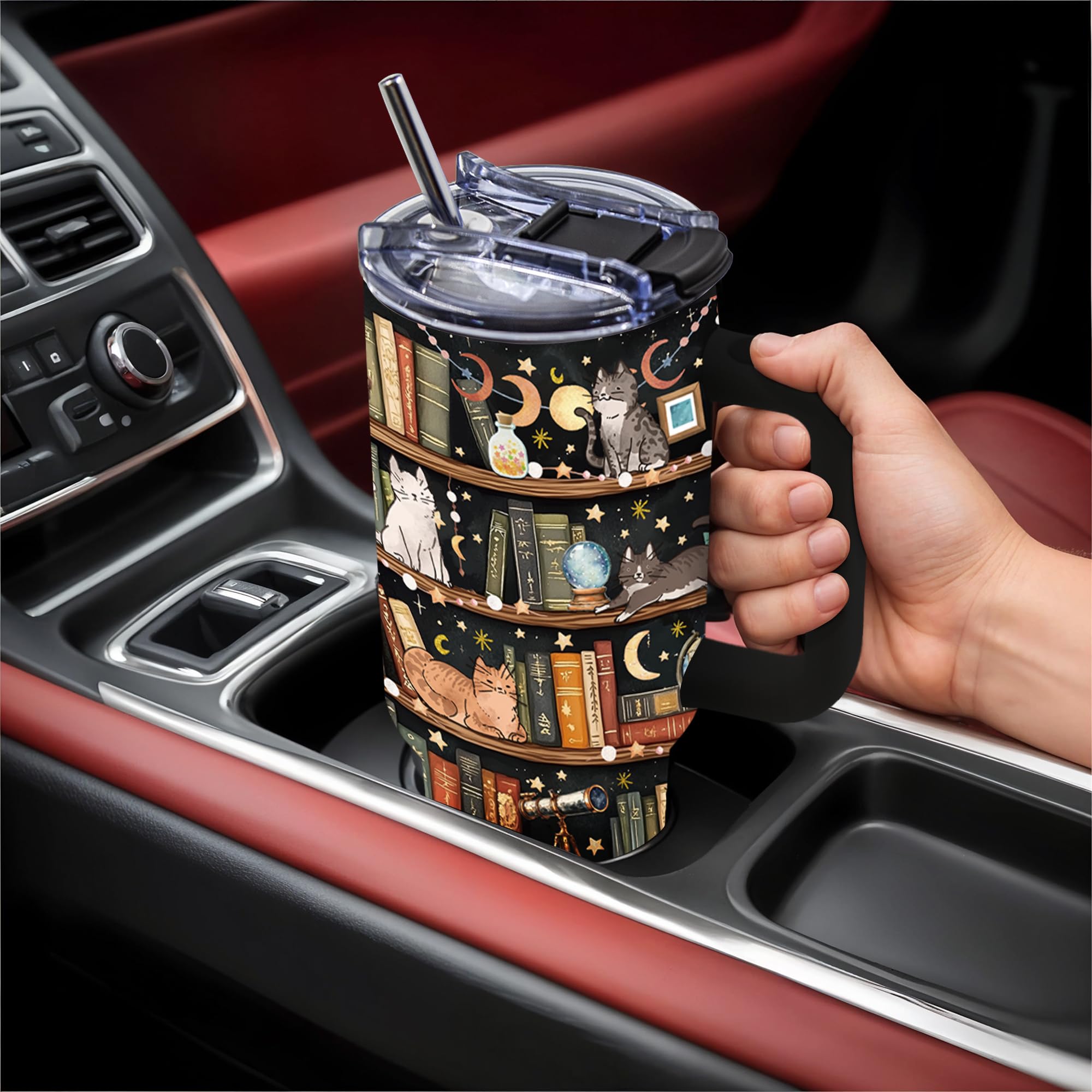 TNASURHUS book lovers 40oz tumbler includes straws and cleaner, eco-friendly set
