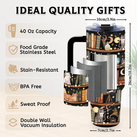 TNASURHUS book lovers 40oz tumbler insulation capability maintains temperature for hours
