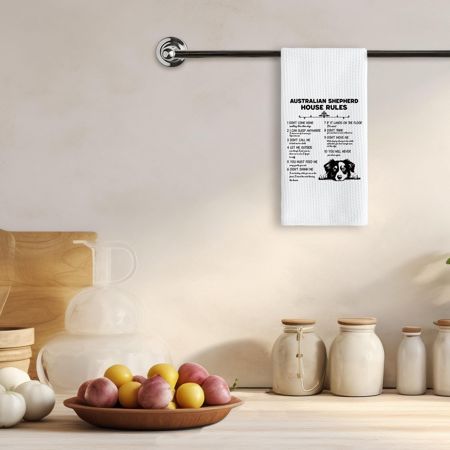 TNUW dog lovers kitchen towel adds playful decor while handling spills.