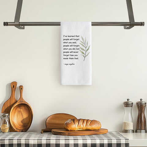 TNUW inspirational quote towel adds charm to any kitchen or bath.