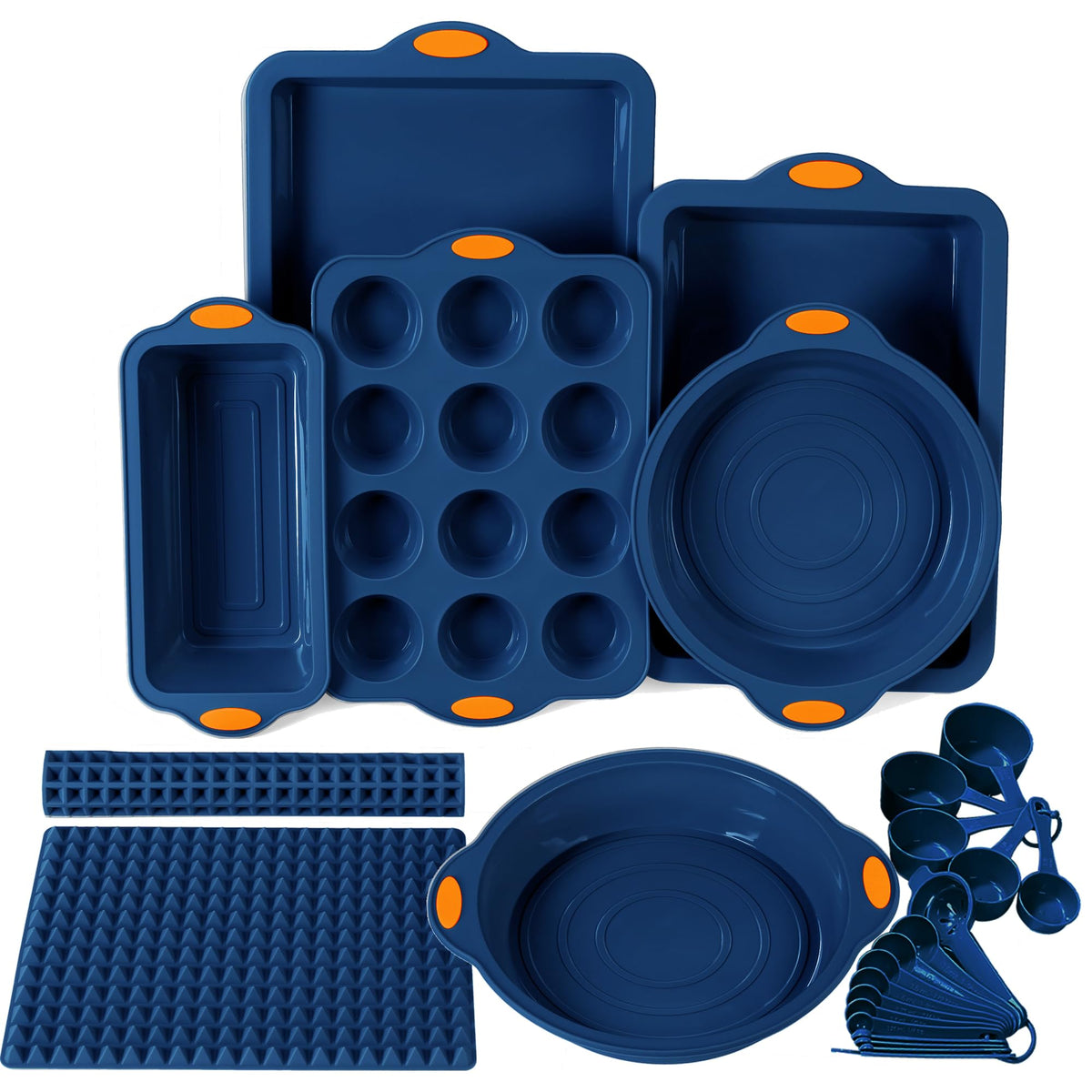 To encounter 8 in 1 silicone bake set loaf pan with reinforced frame for even baking