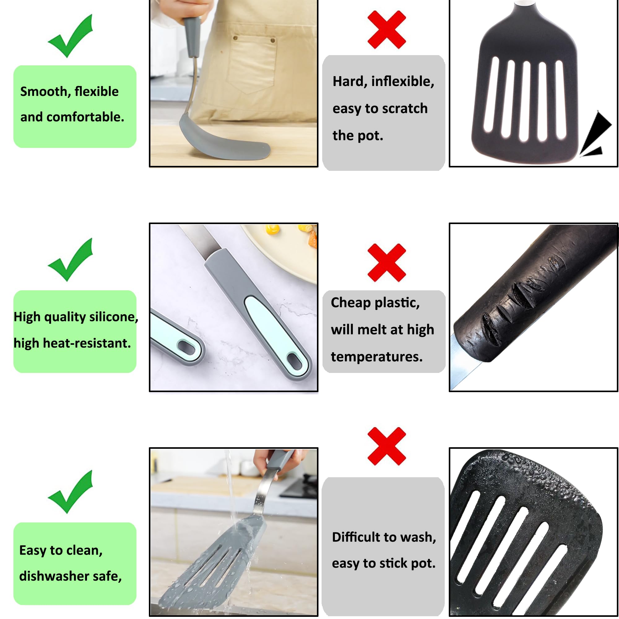 To Encounter fish spatula flips fish evenly without tearing.