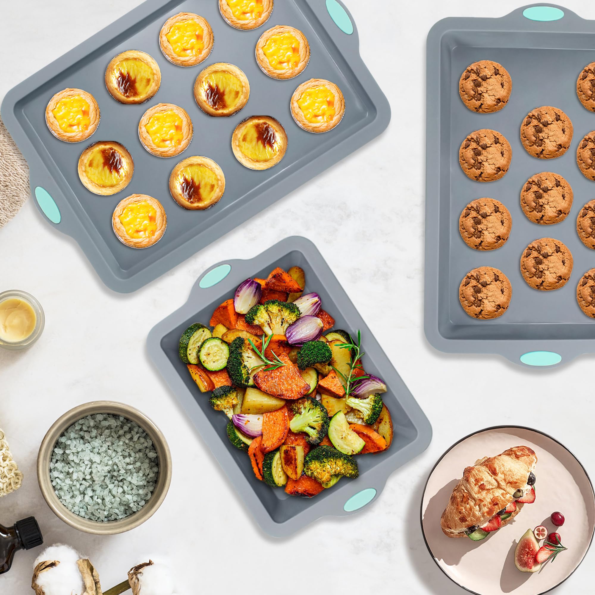 To encounter silicone baking pans set space saving stackable design.