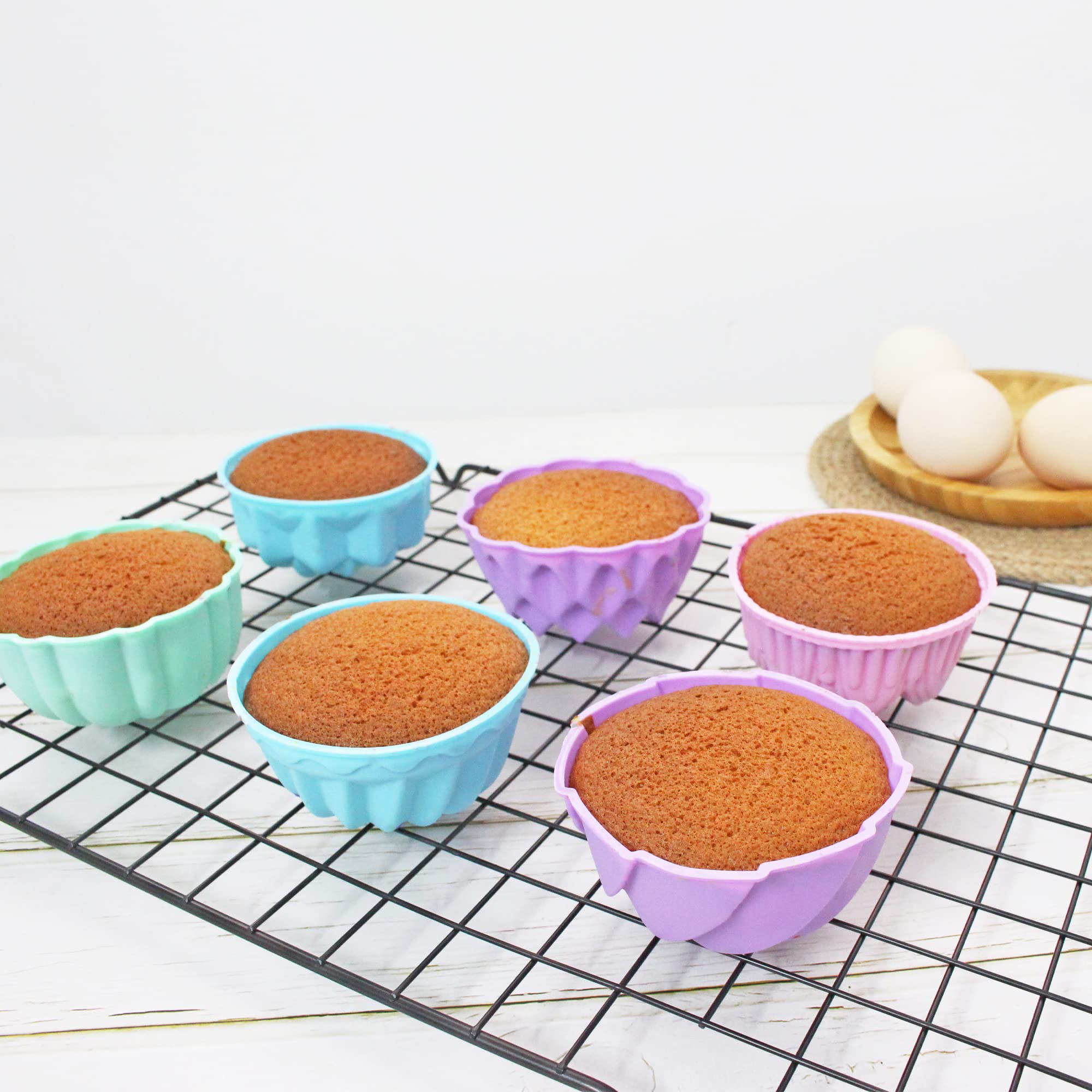 To encounter silicone cupcake cups in vibrant colors showcasing six shapes