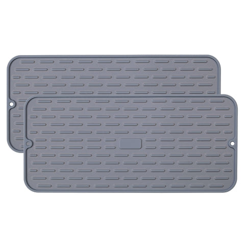 To encounter silicone dish drying mat set beside sink supports safe drying of delicate glassware