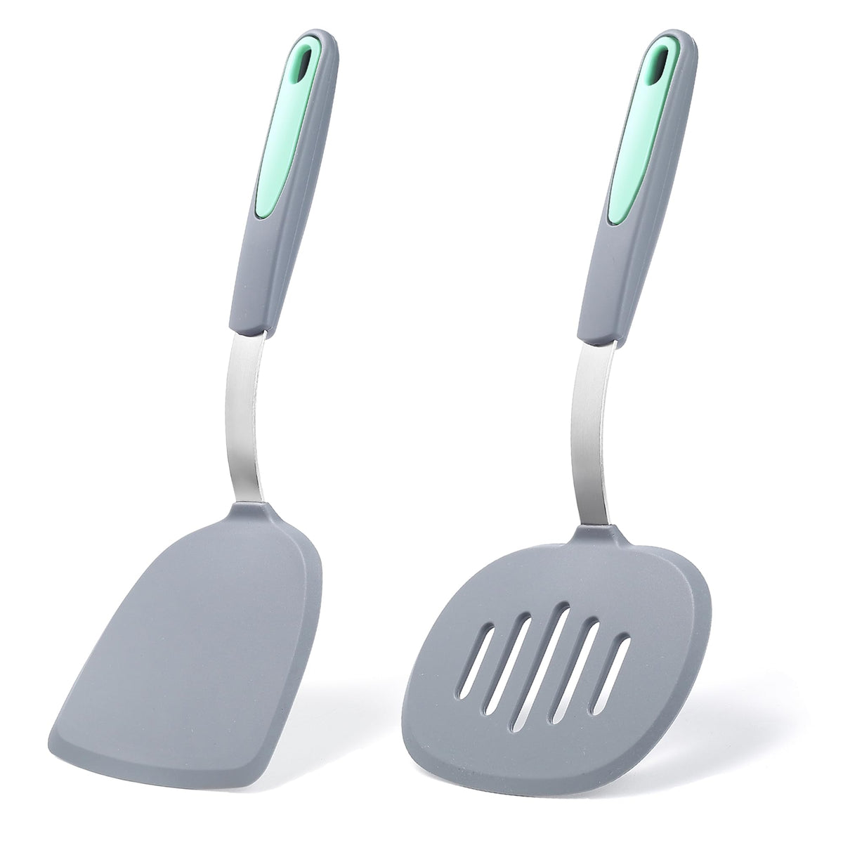 To encounter solid silicone spatula for gentle flipping on nonstick pans.
