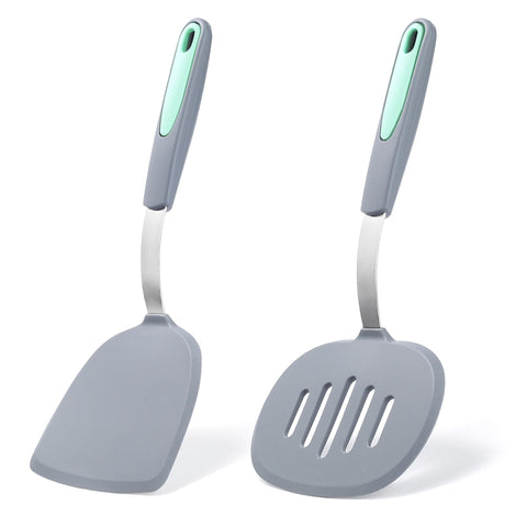 To encounter solid silicone spatula for gentle flipping on nonstick pans.