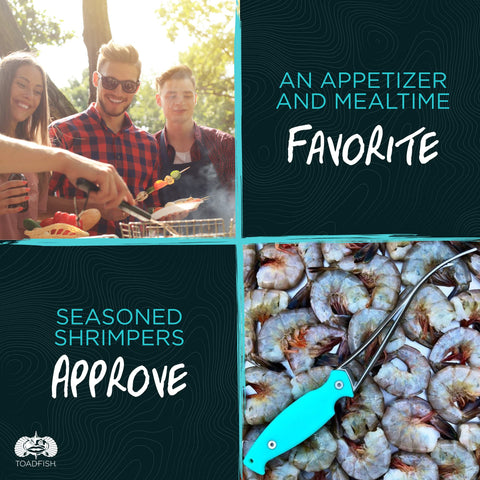 Toadfish all-in-one seafood tool speeds peeling, deveining, and butterfly prep