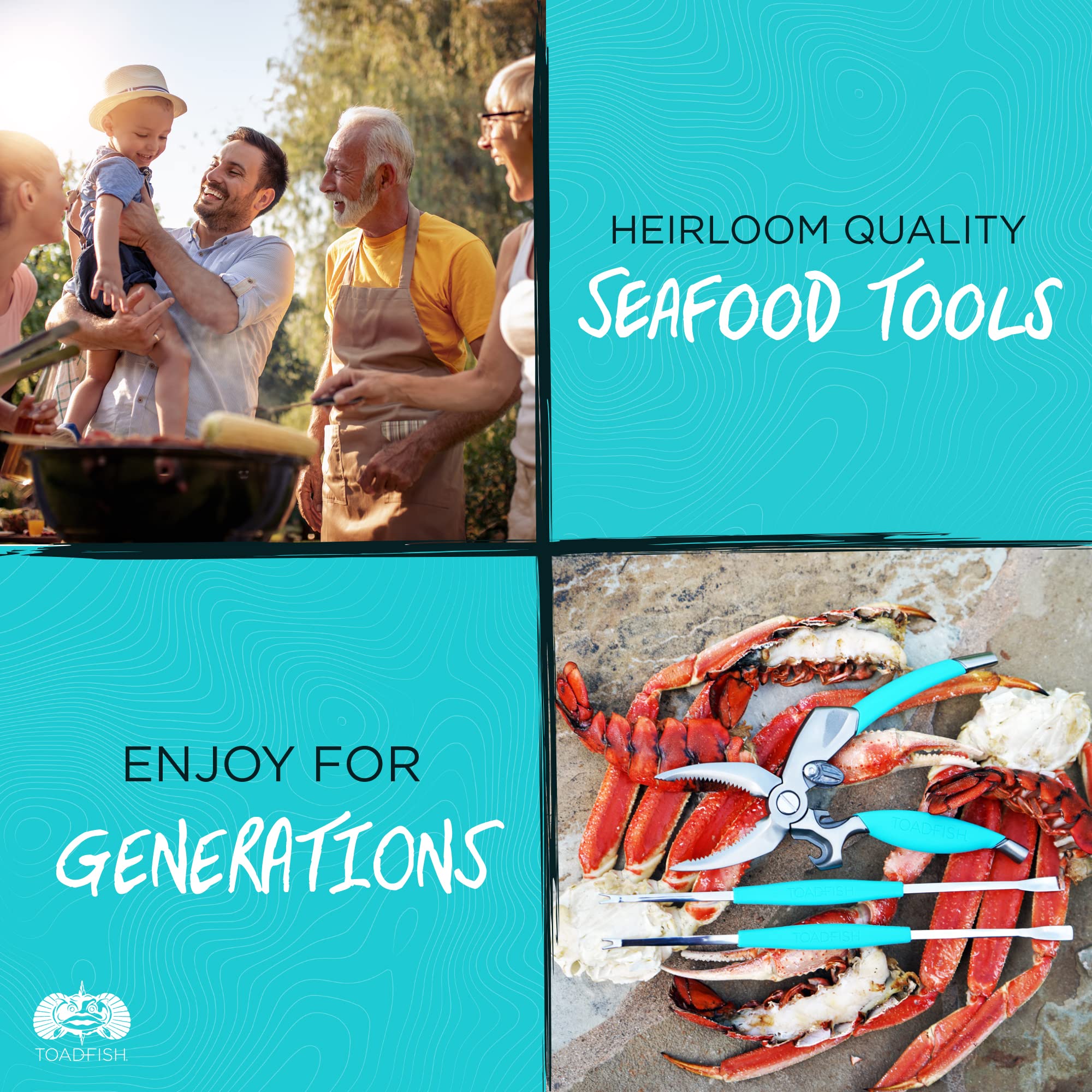 Toadfish Crab & Lobster Tool Set beach party-ready for coastal gatherings