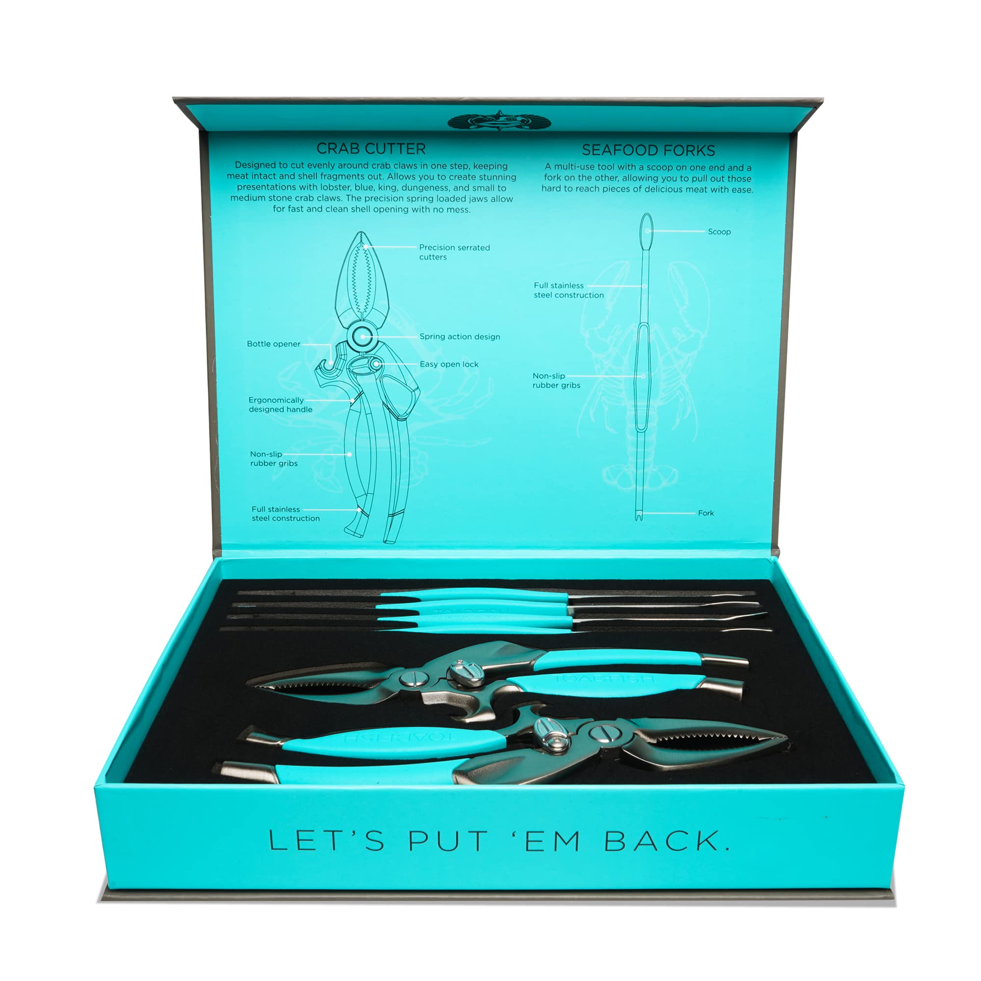 Toadfish Crab & Lobster Tool Set shell crackers enabling easy shell cracking