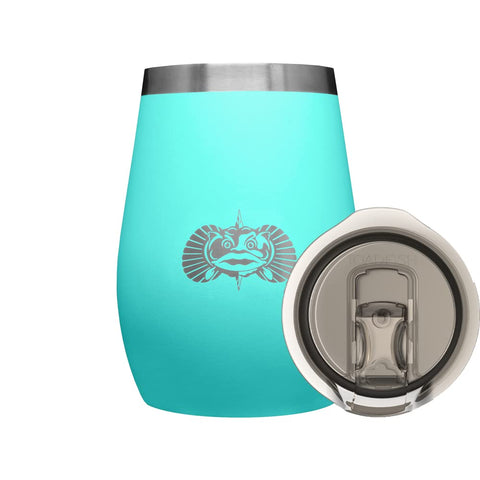 Toadfish non-tipping 10oz wine tumbler in teal for steady sipping on the move.