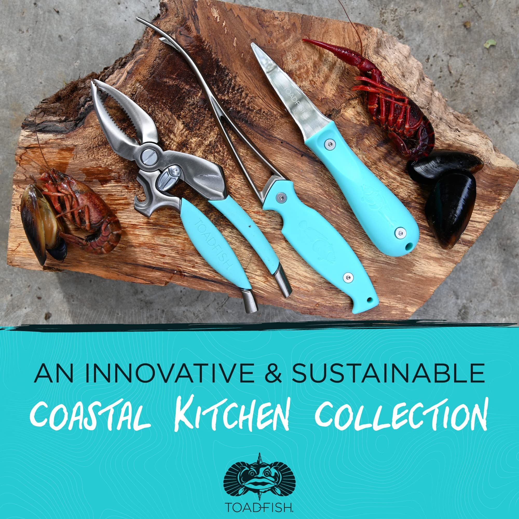 Toadfish oyster knife shucking safely with a modern thoughtful design