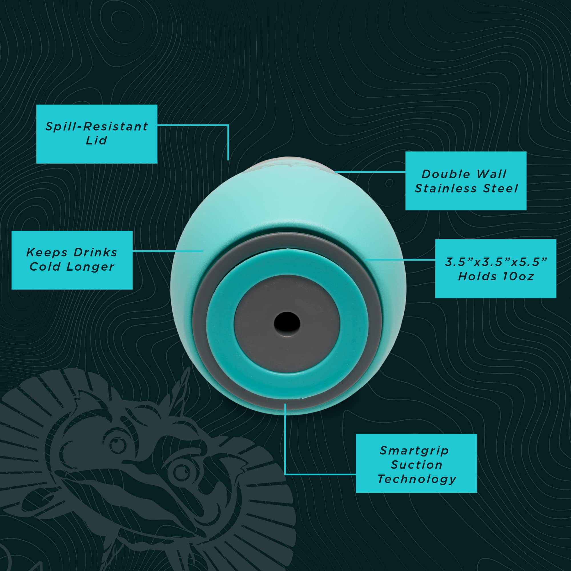Toadfish locking gasket enhances stability to prevent spills on bumpy rides.