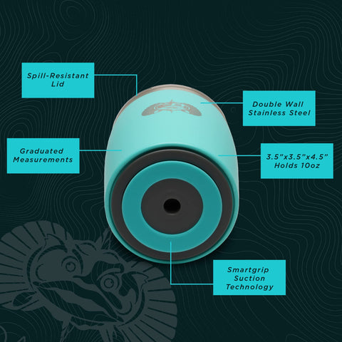 Toadfish smartgrip suction cup rocks tumbler teal grips smooth surfaces