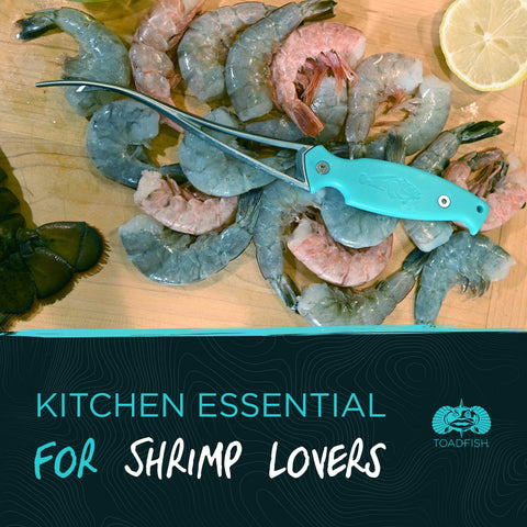 Toadfish shrimp deveiner featuring stainless steel blade for precise peeling