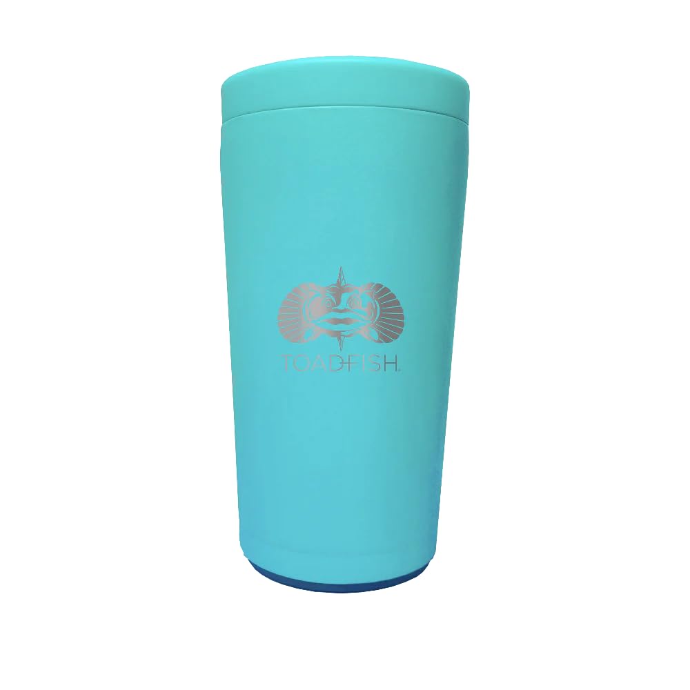 Toadfish Universal Can Cooler 2.0 in teal with SmartGrip keeps drinks upright on deck