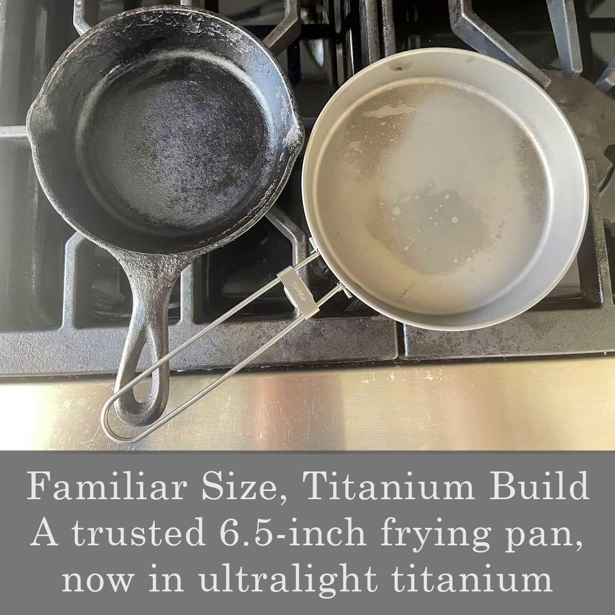 TOAKS Titanium D6.5 serving pan doubles as a plate for sharing meals.