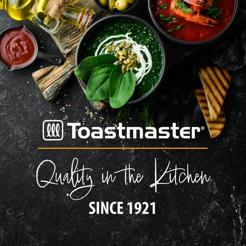 Toastmaster travel-ready latch demonstrates secure lid for transporting hot dishes