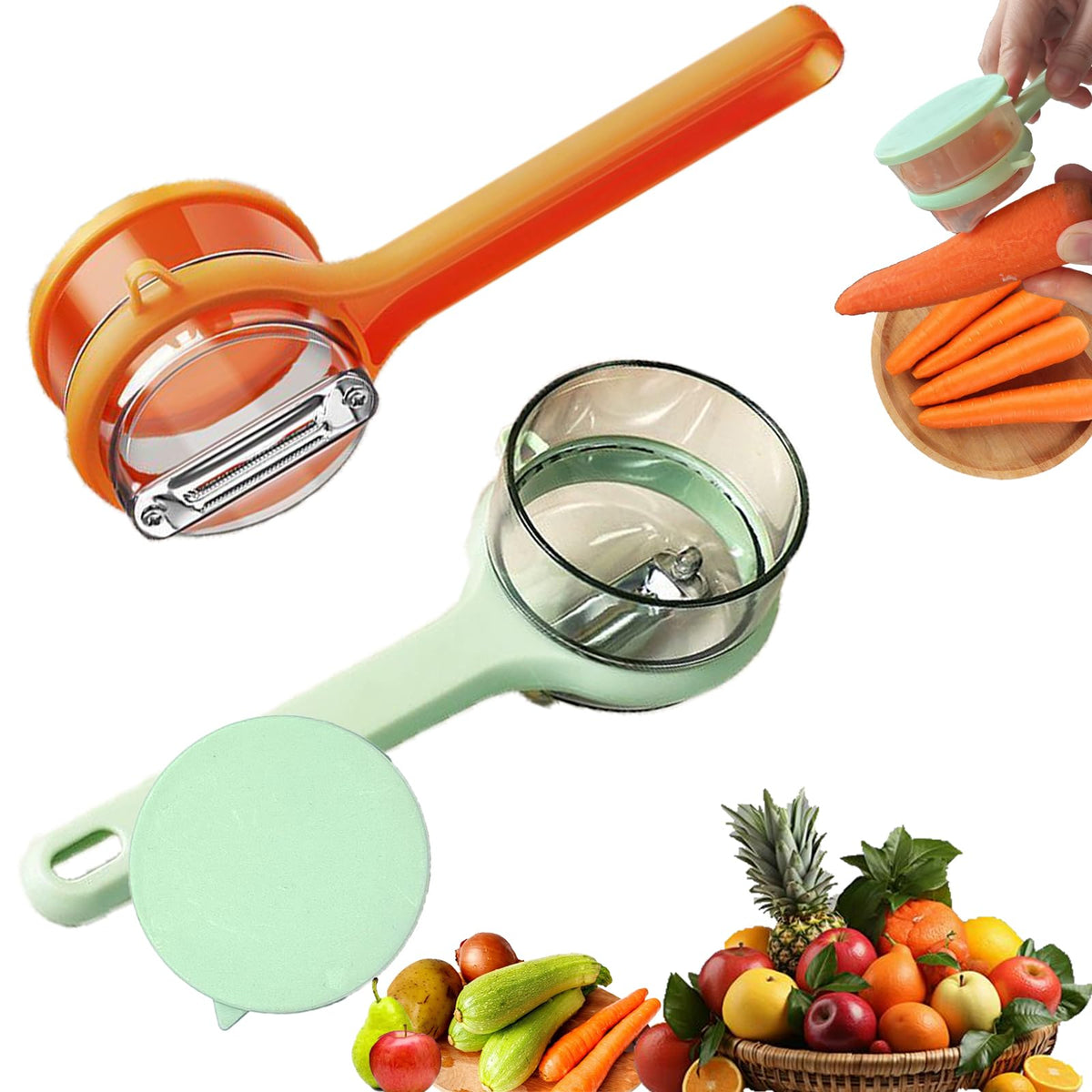 Tochinkar 2Pcs peelers with built-in scrap bin for mess-free prep