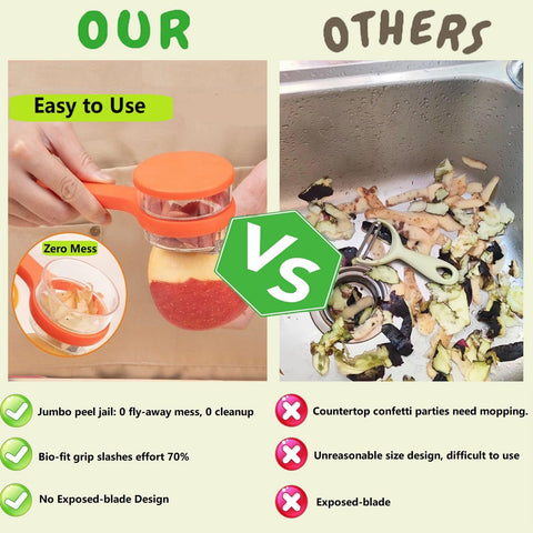Tochinkar built-in scrap bin catches peels during prep for cleaner counters