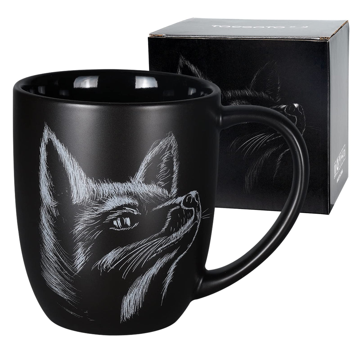 ToCooTo Fox mug with fox-face design, ideal for energizing mornings.