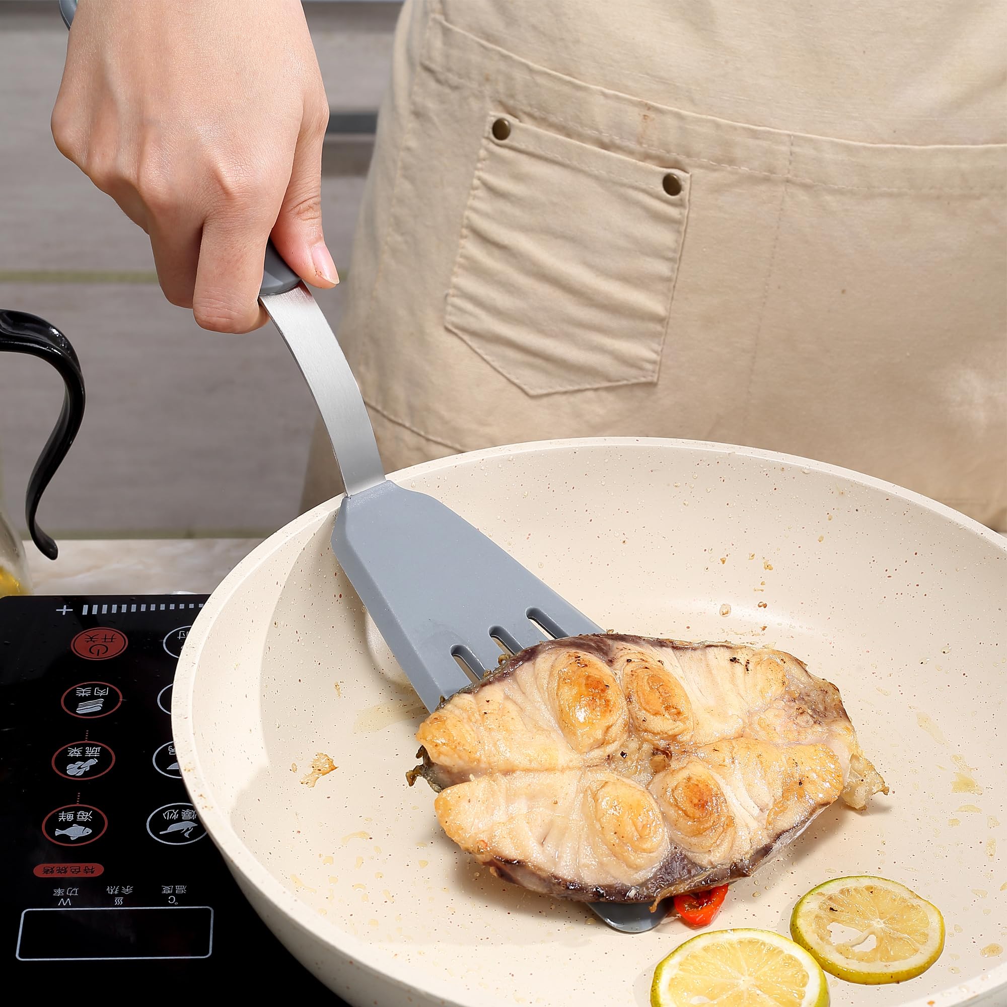 To Encounter pancake spatula helping slide batter smoothly from pan