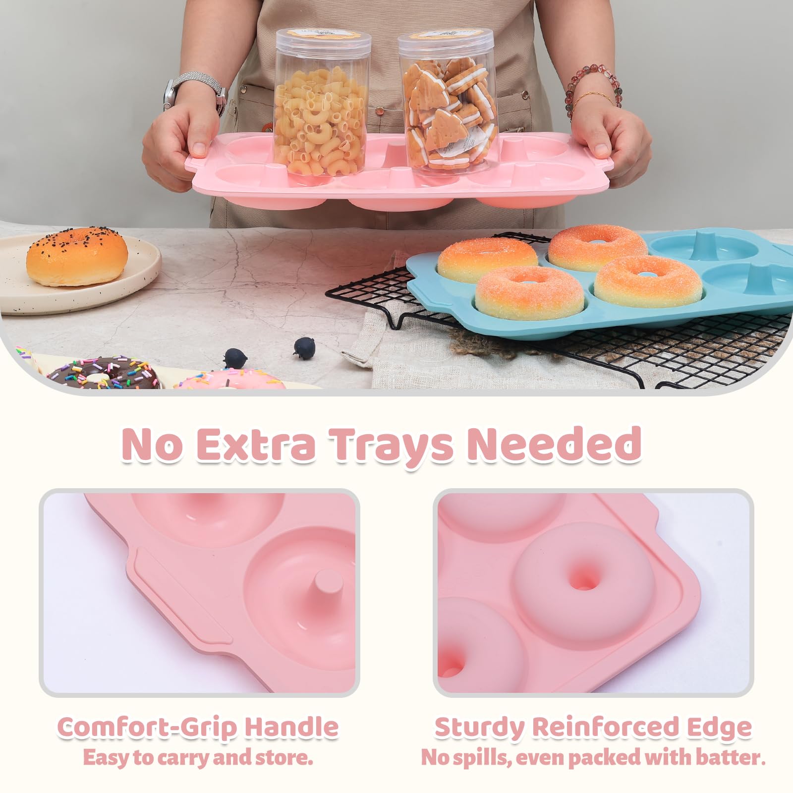 Toeusog pink beige donut pan design adds cheerful baking vibes
