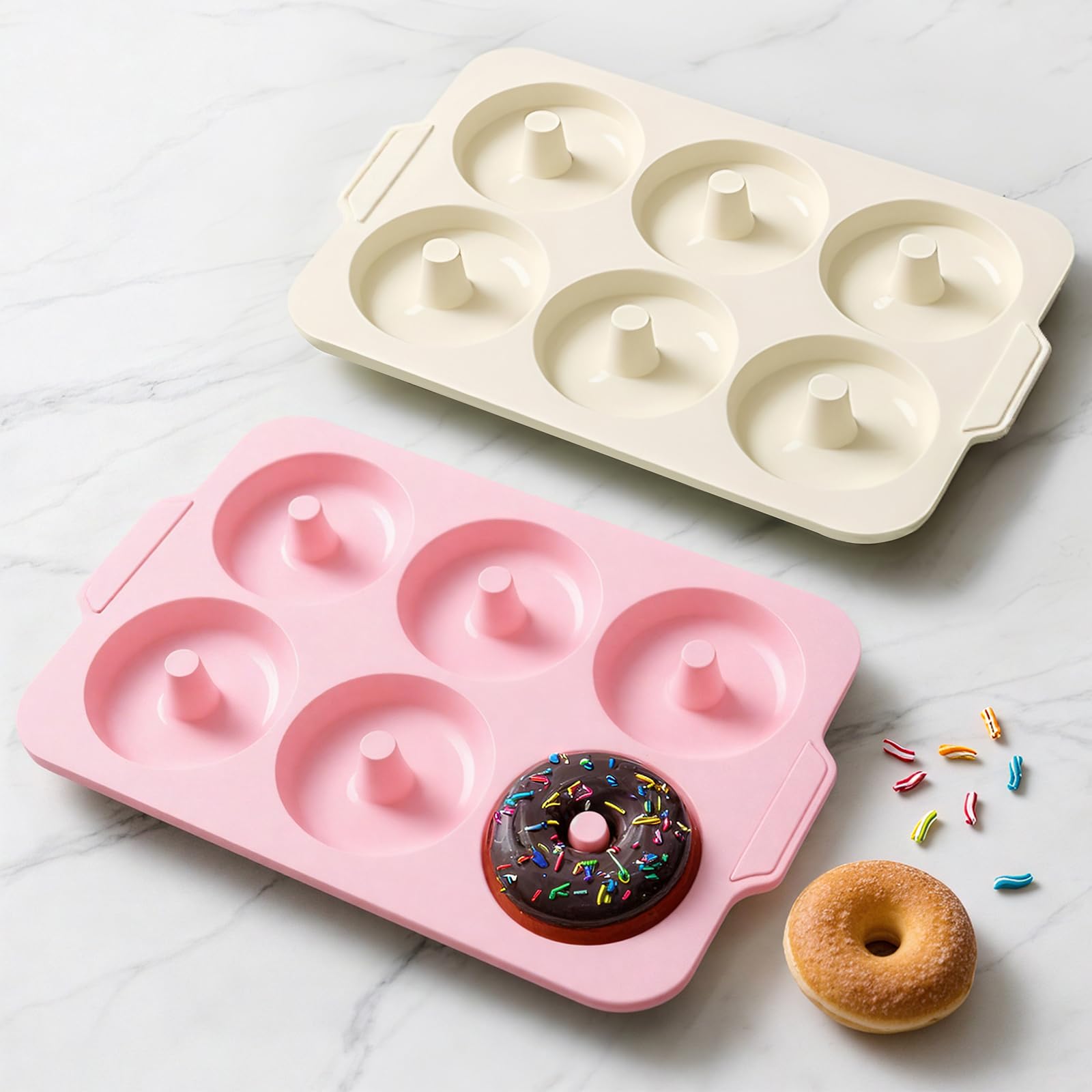 Toeusog nonstick silicone donut pan 6-cavity for effortless release and even baking
