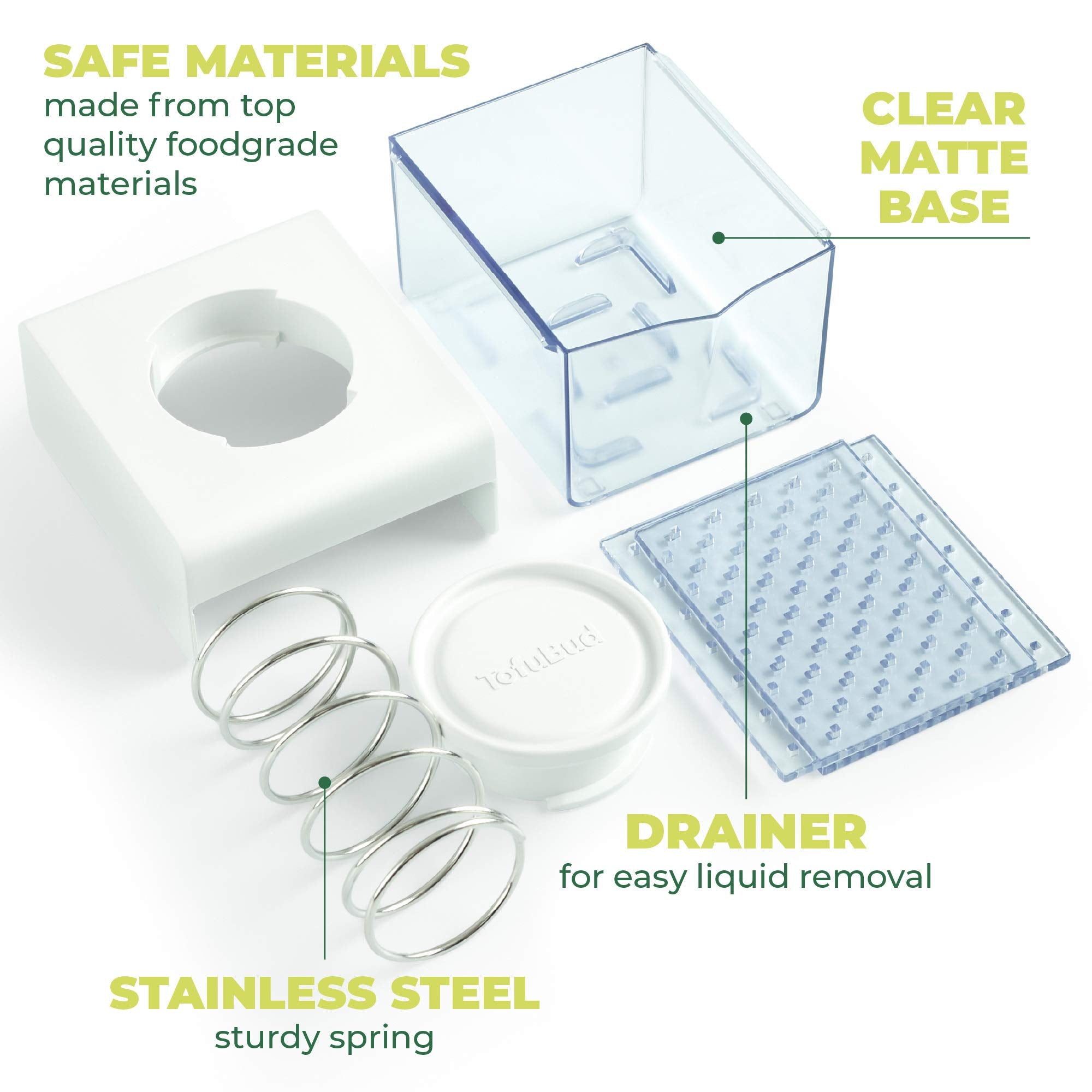 TofuBud Tofu Press uses BPA-free materials for safe kitchen use.