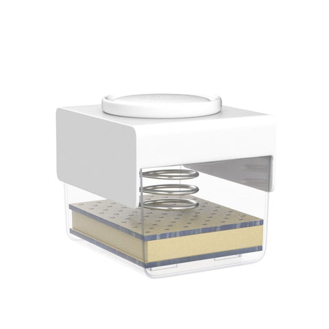 TofuBud Tofu Press fridge-friendly design keeps blocks neatly stored.