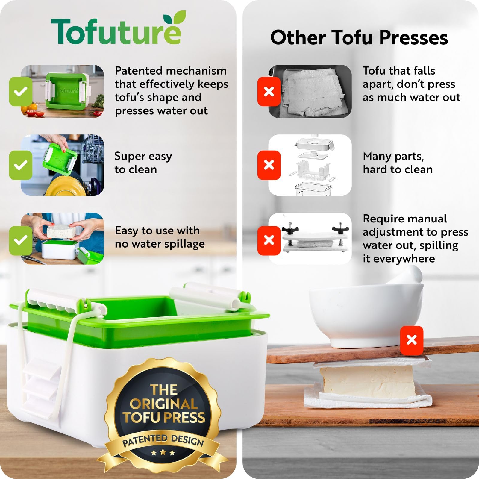 Tofuture Tofu Press water-collection container keeping workspace dry