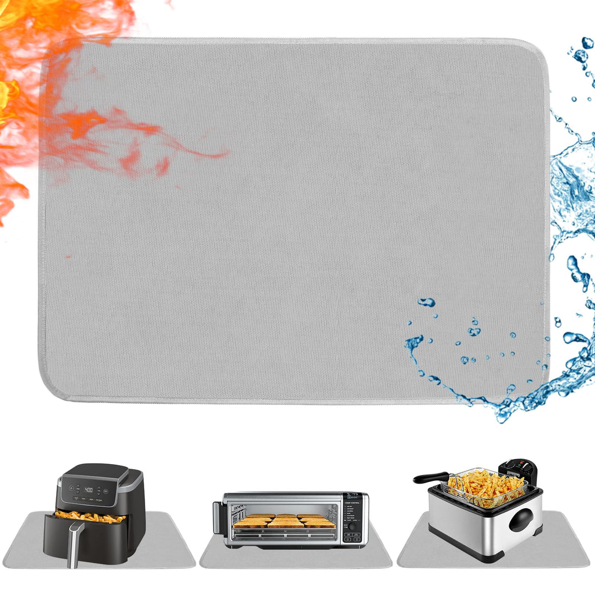 TOHONFOO heat-resistant mat under an air fryer for countertop protection.