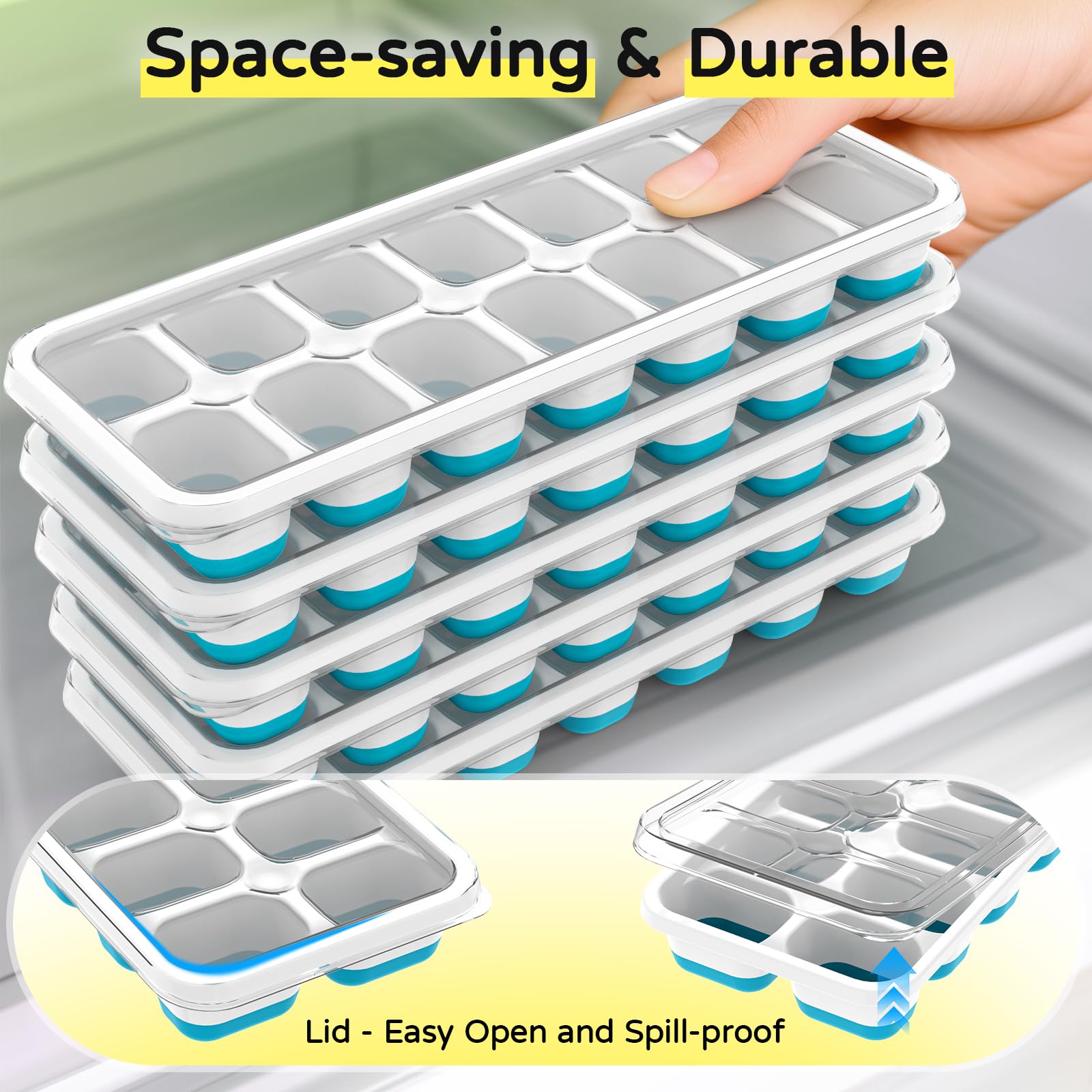 Tohsssik 70-cubes total from five trays ideal for cocktails and whiskey on ice.