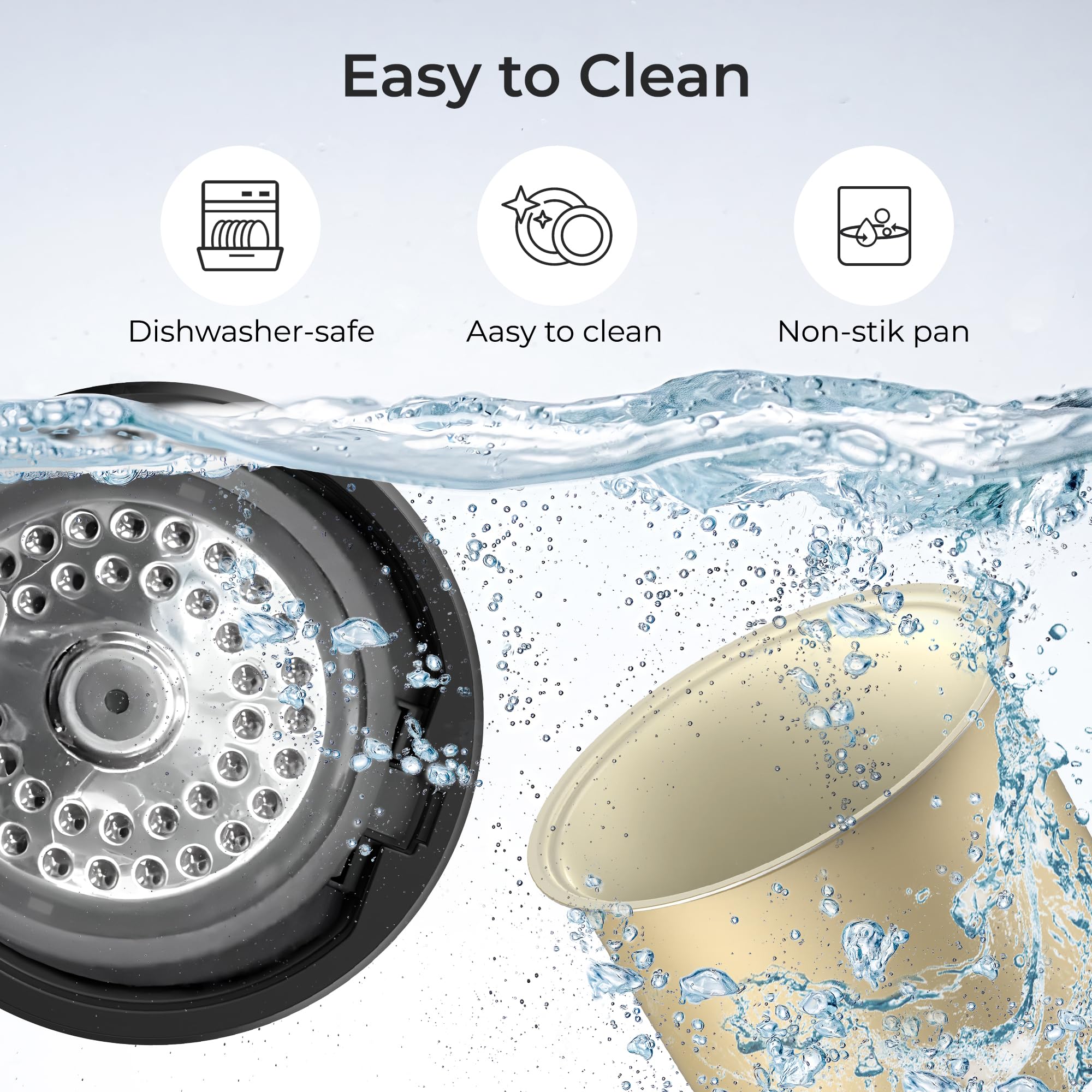 TOKIT ceramic nonstick inner pot for easy cleaning and food release.