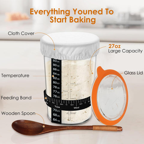 TOKPELA Sourdough starter jar cloth cover promotes airflow during fermentation