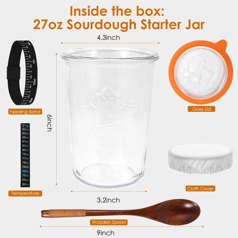 TOKPELA Sourdough starter jar wooden spoon for precise mixing